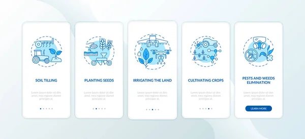 Landbouw Machines Taken Onboarding Mobiele App Pagina Scherm Met Concepten — Stockvector