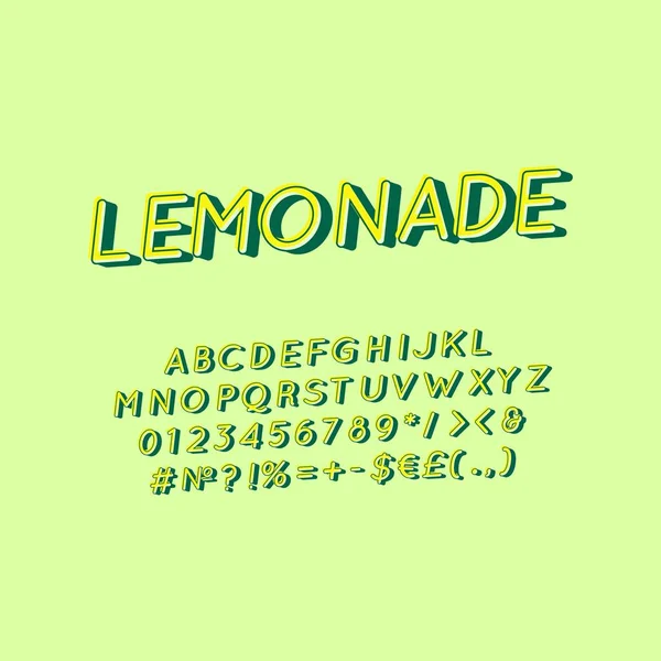 Lemonade Vintage Διανυσματικό Αλφάβητο Αναδρομική Γραμματοσειρά Γραμματοσειρά Ποπ Τέχνη Στυλιζαρισμένο — Διανυσματικό Αρχείο