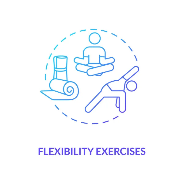 Ejercicios Flexibilidad Icono Concepto Gradiente Azul Entrenamiento Estiramiento Bienestar Corporal — Vector de stock