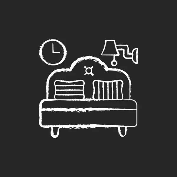 Меблі Спальні Крейда Біла Ікона Чорному Тлі Постіль Домашні Меблі — стоковий вектор
