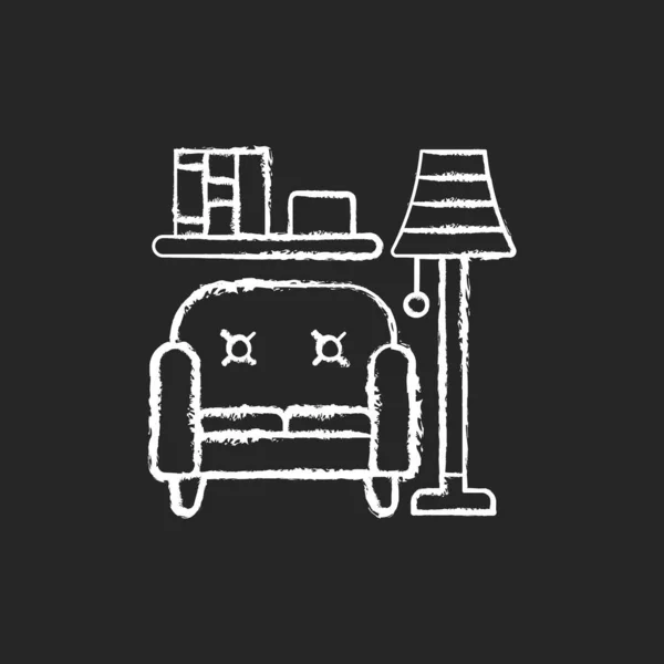 Мебель Гостиной Мел Белый Значок Черном Фоне Мебель Дома Диваны — стоковый вектор