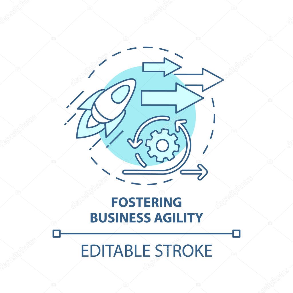 Fostering business agility concept icon. Business consulting task idea thin line illustration. Rapid responding to customer demands. Vector isolated outline RGB color drawing. Editable stroke