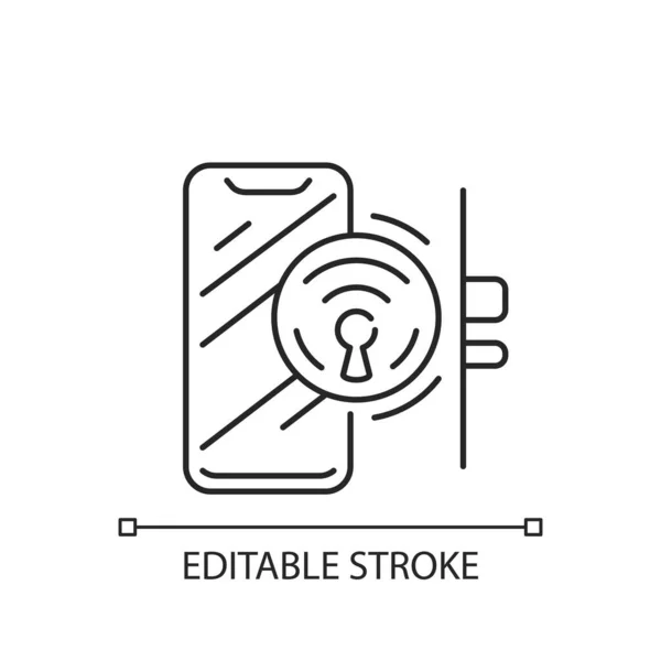 Puerta Del Armario Icono Lineal Dispositivo Casillero Inteligente Sistema Control — Vector de stock