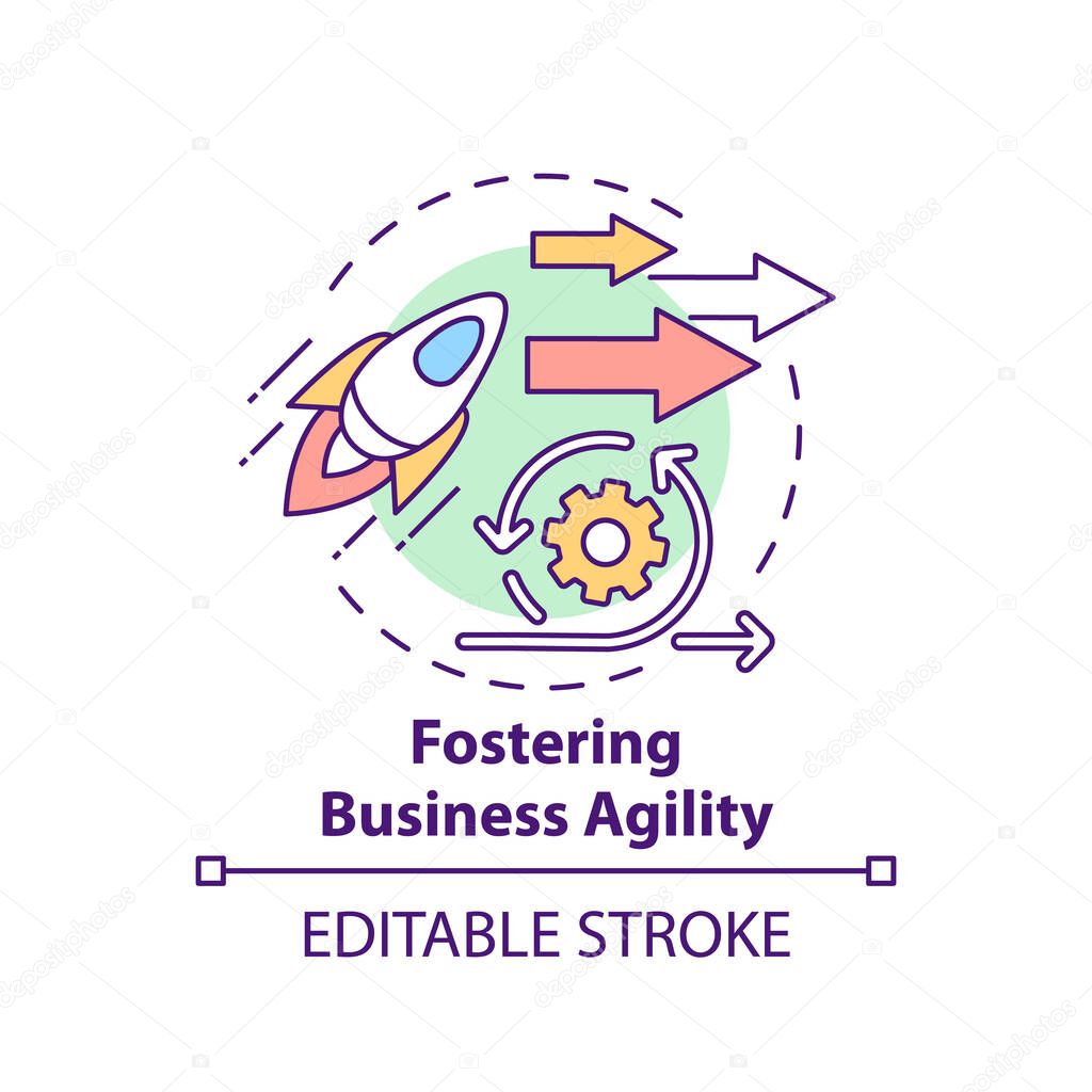 Fostering business agility concept icon. Business consulting task idea thin line illustration. Quick adaptation to market changes. Vector isolated outline RGB color drawing. Editable stroke
