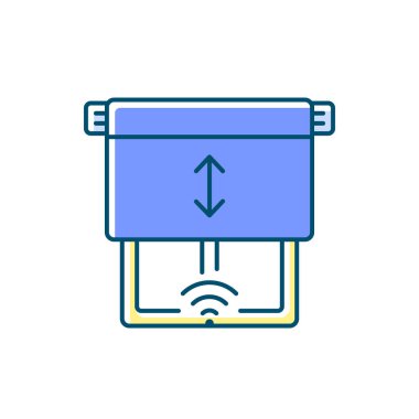 Pencere sensör RGB renk simgesini kör eder. Uzaktan kumanda sistemi. Pencereler için akıllı ev aygıtları. Uygulamaya kablosuz bağlantı. İzole vektör illüstrasyonu