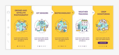 Yenilikçi tarım teknolojisi vektör şablonunda. Dronlar ve uydu fotoğraf teknolojisi. Simgeli ilgili mobil web sitesi. Web sayfası basamak ekranları. RGB renk kavramı