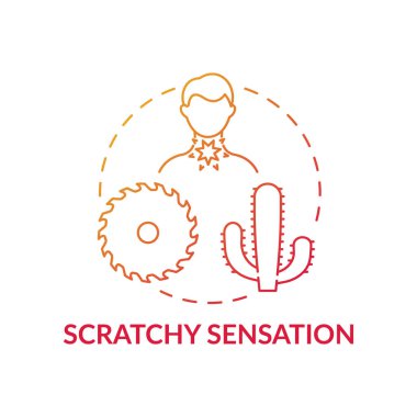 Scratchy sensation concept icon. Sore throat symptom idea thin line illustration. Burning pain. Allergy-related scratchy throat. Painful swallowing. Vector isolated outline RGB color drawing clipart