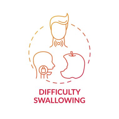 Difficulty swallowing concept icon. Sore throat symptom idea thin line illustration. Choking and coughing. Swollen, tender lymph nodes. Painful swallowing. Vector isolated outline RGB color drawing clipart