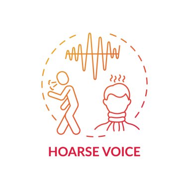Hoarse voice concept icon. Sore throat symptom idea thin line illustration. Laryngitis. Abnormal voice. Vocal cords inflammation. Dysphonia and hoarseness. Vector isolated outline RGB color drawing clipart