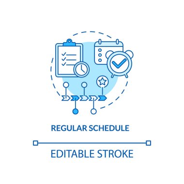 Düzenli program konsepti simgesi. SAD 'ın ince çizgi çizimini kolaylaştıracak ipuçları. Kişisel ve kariyer hedeflerine ulaşmak. Planlama faaliyetleri. Vektör izole edilmiş RGB renk çizimi. Düzenlenebilir vuruş