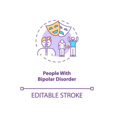 Bipolar bozukluk konsepti olan insanlar. SAD risk grubu fikri ince çizgi çizimi. Ruh hali değişiyor. Akıl hastalığı. Mania ve depresyon. Vektör izole edilmiş RGB renk çizimi. Düzenlenebilir vuruş