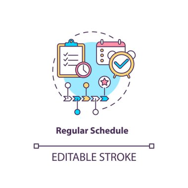 Düzenli program konsepti simgesi. SAD 'ın ince çizgi çizimini kolaylaştıracak ipuçları. İyi planlanmış rutinler. Planlama faaliyetleri. Vektör izole edilmiş RGB renk çizimi. Düzenlenebilir vuruş