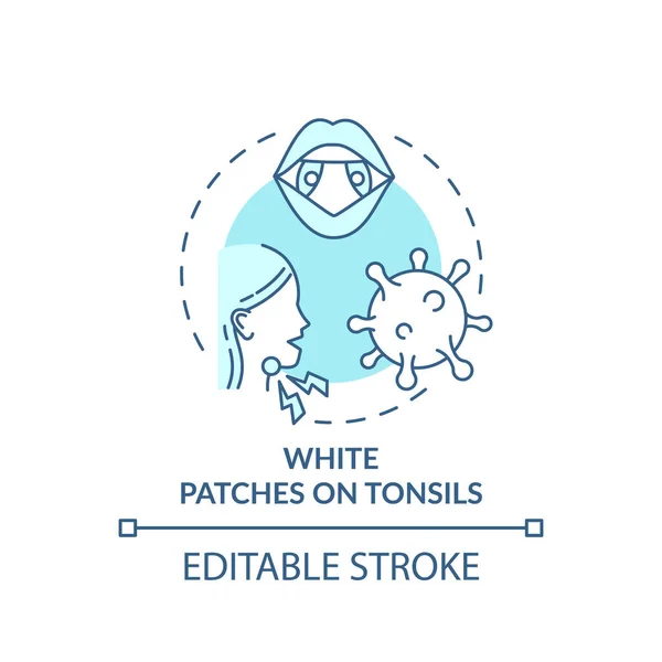 White Patches Tonsils Concept Icon Tonsillitis Sign Idea Thin Line — Stock Vector