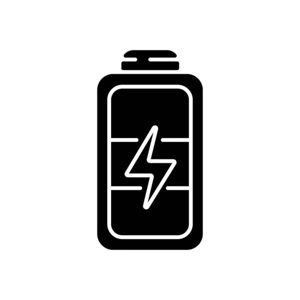 Full Battery Black Glyph Icon Getting Max Capacity Full Day — Stock Vector