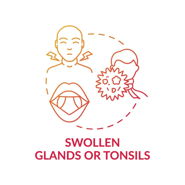 Swollen Glands Tonsils Concept Icon Sore Throat Symptom Idea Thin — Stock Vector