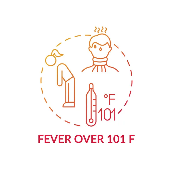 Fever Lebih Dari 101 Ikon Konsep Sore Komplikasi Tenggorokan Ide - Stok Vektor