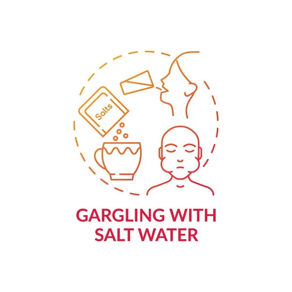 Gargling Salt Water Concept Icon Sore Throat Home Treatment Idea — Stock Vector