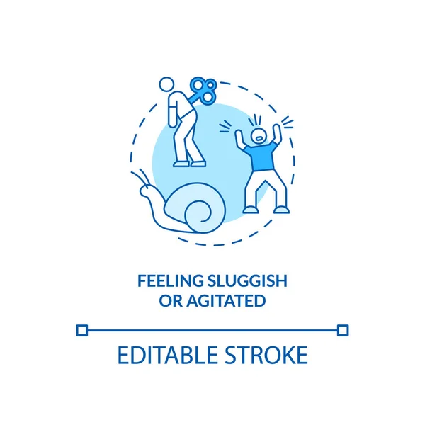 Feeling Sluggish Agitated Concept Icon Sad Symptom Idea Thin Line — Stock Vector