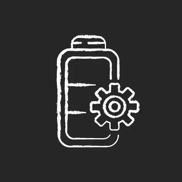 Paramètres Batterie Icône Blanche Craie Sur Fond Noir Installer Les — Image vectorielle