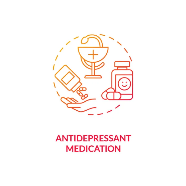 Иконка Концепции Антидепрессантов Идея Лечения Sad Тонкая Линия Иллюстрации Хронические — стоковый вектор