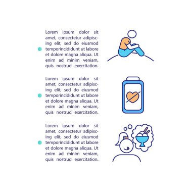 Mesajlı hüzünlü belirtiler konsepti. Akıl hastalığından önce ne yapılmalı? Mutsuz insanlara yardım etmek. PPT sayfa vektör şablonu. Broşür, dergi, kitapçık tasarım ögesi doğrusal çizimler