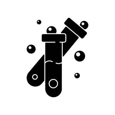 Test tüpü siyah kabartma simgesi. Laboratuvar camları. Kimyasal ve biyolojik deneyler. Canlı organizmaları işlemek ve yetiştirmek. Beyaz uzayda siluet sembolü. Vektör izole illüstrasyonu