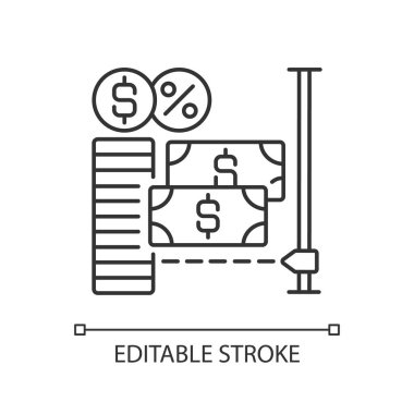 Yatırım doğrusal simgesine dönüş. Net kâr ile yatırım maliyeti arasındaki oran. İnce çizgi özelleştirilebilir illüstrasyon. Contour sembolü. Vektör izole çizim. Düzenlenebilir vuruş