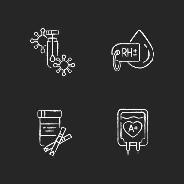 Klinik kan analizi siyah kabartma sembolleri beyaz uzaya yerleştirildi. Polimeraz zincir reaksiyon testi. Covid virüsüne bak. Kan sınıflandırma grubu. Siluet sembolleri. Vektör izole illüstrasyonu