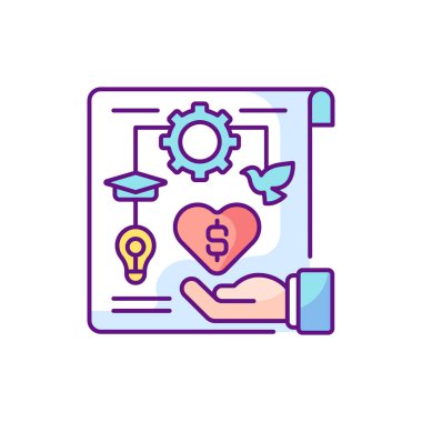 Kar amacı gütmeyen RGB renk simgesi. Toplu ya da sosyal fayda için organize ve işletiliyor. İşinizden para almıyorsunuz. İzole vektör illüstrasyonu