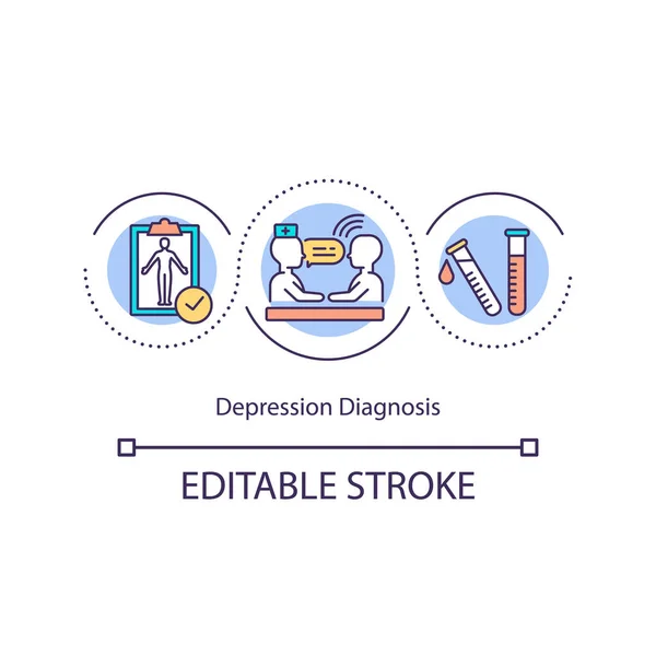 Depresszió Diagnózis Ikon Orvosi Segítség Depresszióban Szomorúság Kezelési Tanácsok Mentális — Stock Vector