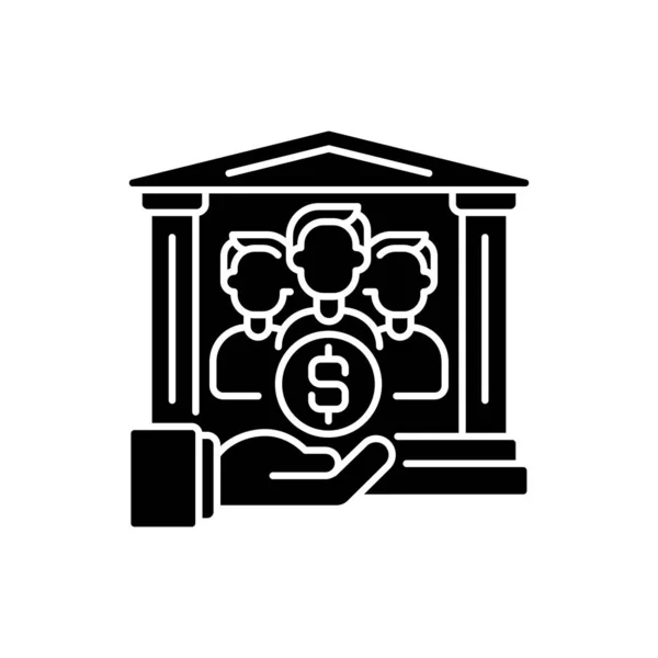 Ikona Černého Glyfu Institucionálního Dárce Státní Organizace Které Poskytují Granty — Stockový vektor