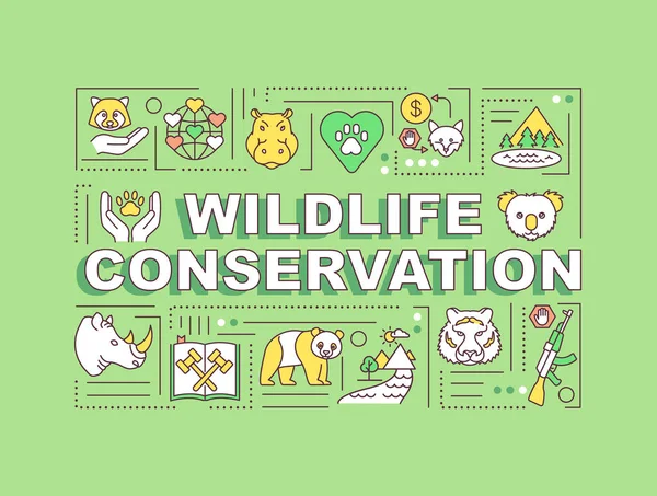 Wildlife Conservation Word Concepts Banner Restoring Enhancing Habitat Protection Infographics — Stock Vector
