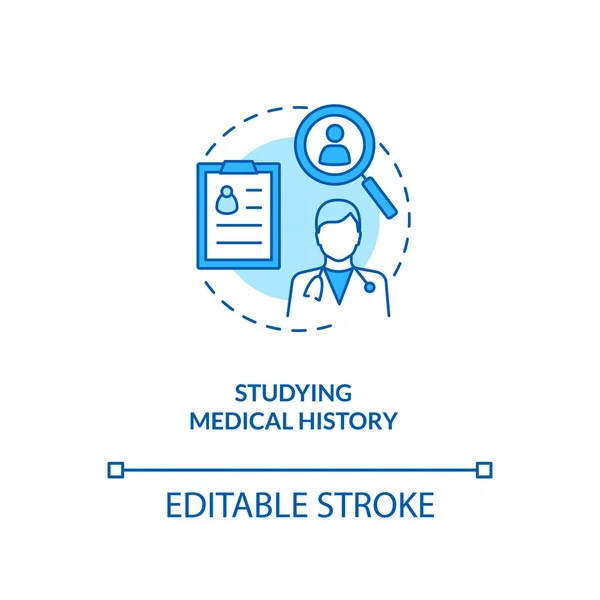 Studerar Medicinsk Historia Koncept Ikon Anamnes Idé Tunn Linje Illustration — Stock vektor