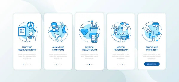 Diagnósticos Cfs Onboarding Tela Página Aplicativo Móvel Com Conceitos Antecedentes —  Vetores de Stock