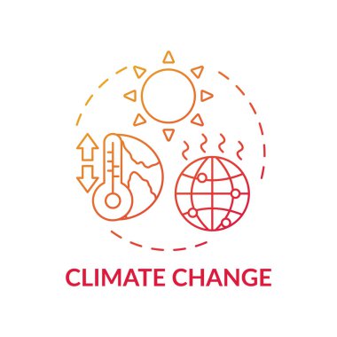 İklim değişikliği kırmızı eğilim konsepti simgesi. Küresel ısınma Artan sıcaklık. Emisyondan kaynaklanan kirlilik. Çevresel tehlike fikri ince çizgi çizimi. Vektör izole edilmiş RGB renk çizimi