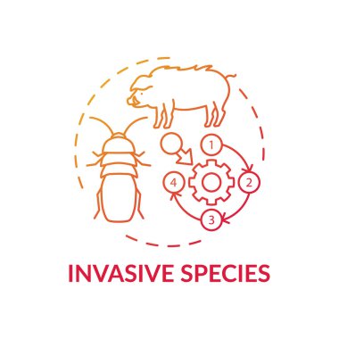 Invasive species red gradient concept icon. Ecosystem preservation. Insects, animal population. Wildlife conservation idea thin line illustration. Vector isolated outline RGB color drawing clipart