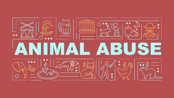 Διαφημιστικό Banner Λέξεων Κακοποίησης Ζώων Σκληρότητα Ζώων Δοκιμές Φαρμάκων Τροφίμων — Διανυσματικό Αρχείο