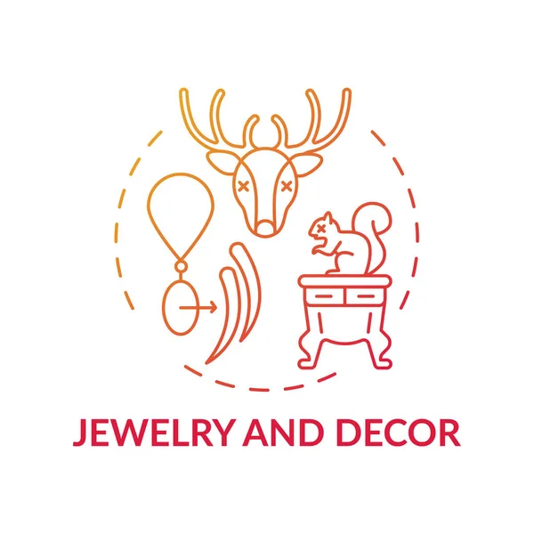 Joyas Decoración Icono Concepto Degradado Rojo Pérdida Biodiversidad Maltrato Animal — Vector de stock