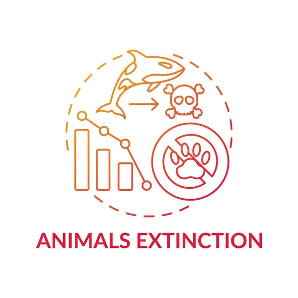 動物は赤いグラデーションのアイコンを絶滅させます 生物多様性の損失 動物の個体数は減少 野生生物保護のアイデア細い線図 ベクトル絶縁アウトラインRgbカラー図面 — ストックベクタ
