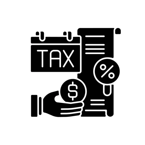 Taxes Payment Black Glyph Icon Financial Obligations Economic Management Silhouette — Stock Vector