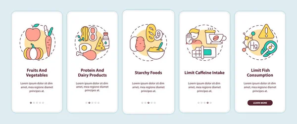 Alimentation Saine Allaitant Onboarding Écran Page Application Mobile Avec Des — Image vectorielle