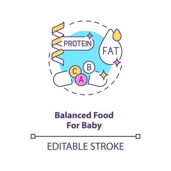 Balanced Food Baby Concept Icon Breastfeeding Benefits Lots Vitamins Minerals — Stock Vector