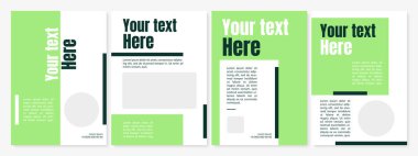 Minimalist yeşil şirket broşürü. İş programı boş. Broşür, broşür, broşür baskısı, metin alanlı kapak tasarımı. Dergiler için vektör planları, yıllık raporlar, reklam posterleri