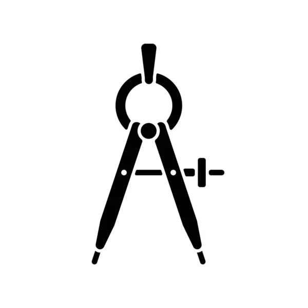 Kompass Schwarzes Glyphen Symbol Zeichenwerkzeug Kreismacher Entfernungen Messen Mathematik Zeichnung — Stockvektor