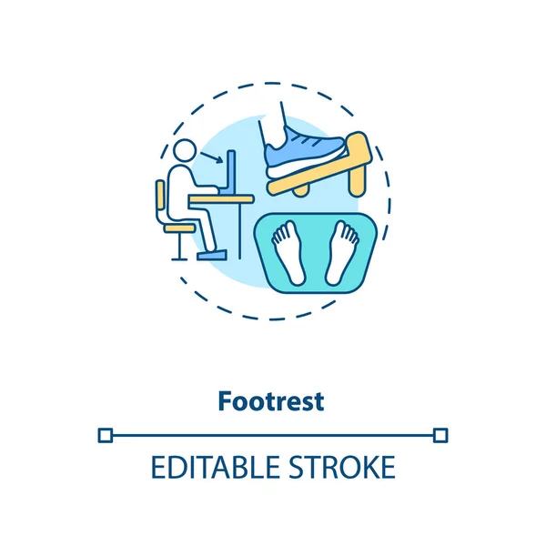 Footrest concept icon. Office ergonomics tip idea thin line illustration. Supporting feet at height. Reducing chronic back pain. Vector isolated outline RGB color drawing. Editable stroke — Stock Illustration Footrest Concept Icon Office Ergonomics Tip Idea Thin Line Illustration Stock Illustration