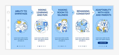 Vektör şablonundaki küçük çocuklar için eğitici oyunlar. Erken bebek gelişimi. Ebeveynlik, çocuk bakımı. Simgeli ilgili mobil web sitesi. Web sayfası basamak ekranları. RGB renk kavramı