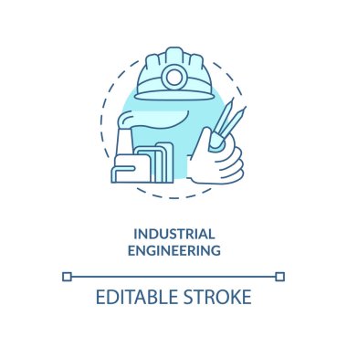 Endüstriyel mühendislik türkuaz konsept ikonu. Proje geliştirme. Bitki üretimi. İnşaat fikri ince çizgi çizimi. Vektör izole edilmiş RGB renk çizimi. Düzenlenebilir vuruş