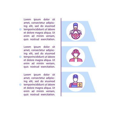 Yüksek riskli endüstri konsepti metin ikonu. İşle ilgili MSD 'lerin önlenmesi. Sağlık gelişimi. PPT sayfa vektör şablonu. Broşür, dergi, kitapçık tasarım ögesi doğrusal çizimler