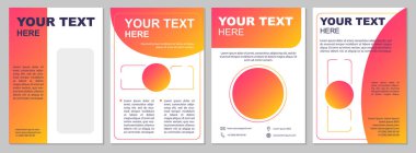 Yaratıcı tasarımda kırmızı gradyan broşür. İş PPT 'si. Broşür, broşür, broşür baskısı, metin alanlı kapak tasarımı. Dergiler için vektör planları, yıllık raporlar, reklam posterleri