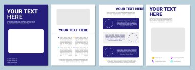 İş broşürleri için donanma minimalist tasarımı. Broşür, broşür, broşür baskısı, metin alanlı kapak tasarımı. Dergiler için vektör planları, yıllık raporlar, reklam posterleri